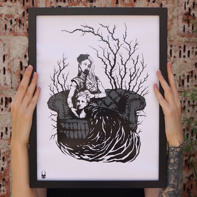 Original print 'Lady of roses and thorns'